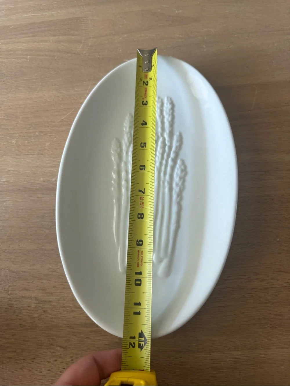 Vintage BIA Cordon Bleu Asparagus Serving Dish | White Ceramic Vegetable Platter